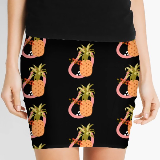 summer time tropical fruit Realistic Pineapple Women's Mini Skirts