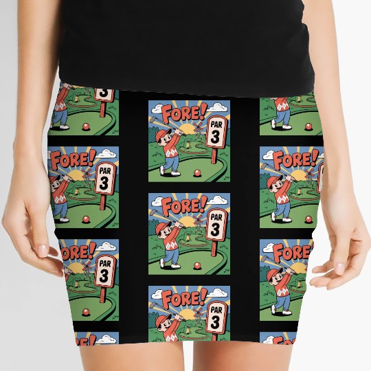 Mini Golf Retro Cartoon on Champion Unisex Women's Mini Skirts