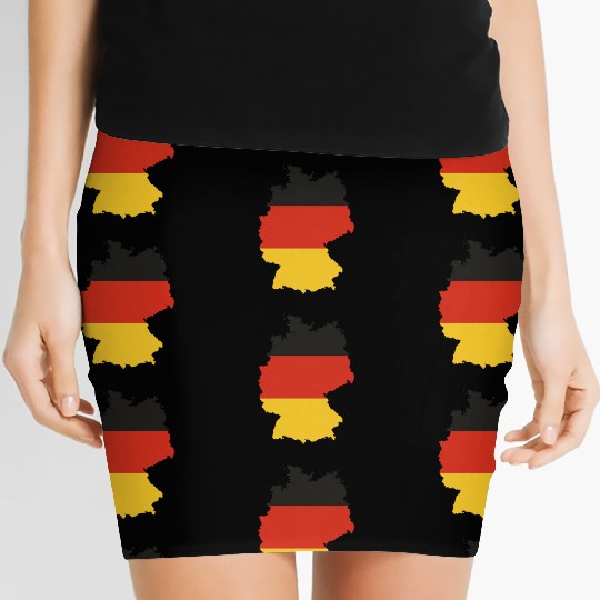 Black Red Gold Germany flag outline design Women's Mini Skirts
