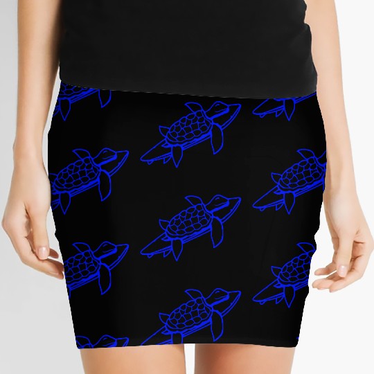 Water turtle surfboard surfer fun surfing hobby Women's Mini Skirts