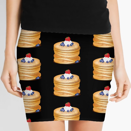 Charming pancake motif with cream and berries Women's Mini Skirts