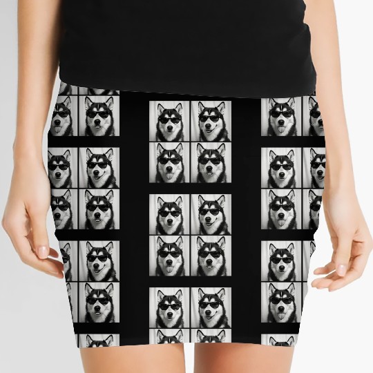 Fun Siberian Husky Sunglasses Portraits Women's Mini Skirts