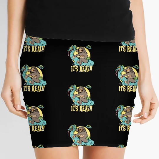 Bigfoot Rides Nessie UFO Cryptid Monster Mayhem Women's Mini Skirts