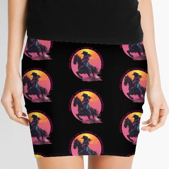Cowgirl Pride Sunset Scene Women's Mini Skirts