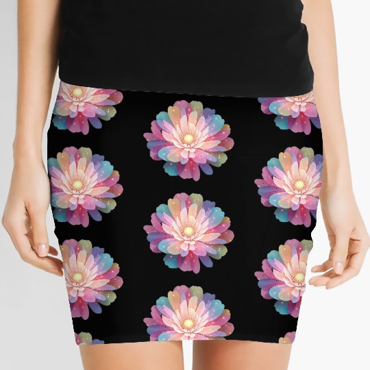 Ethereal Lotus Bloom Digital Art Women's Mini Skirts