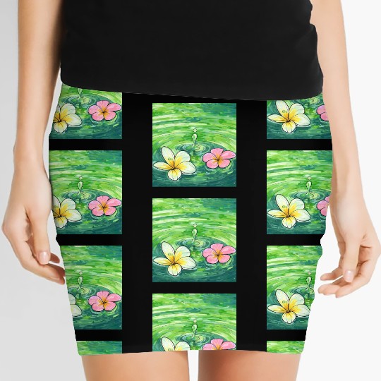 Serene Water Lilies Watercolor Design Women's Mini Skirts