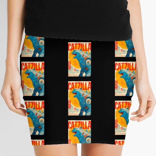 Catzilla Retro Movie Poster Women's Mini Skirts