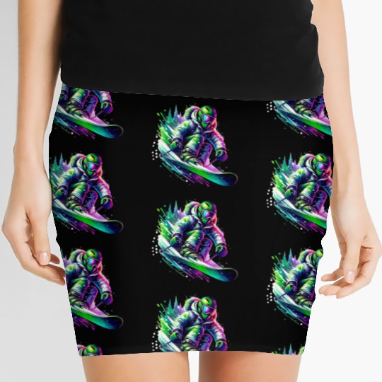 Vibrant Neon Skiing Warrior Women's Mini Skirts
