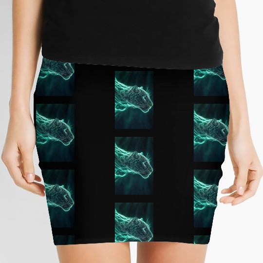 Neon Jaguar Spirit Form Women's Mini Skirts