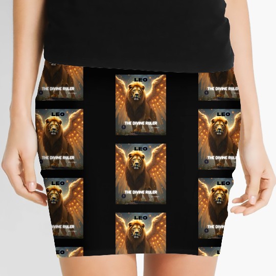 Leo the Divine Ruler with Angel Wings Women's Mini Skirts