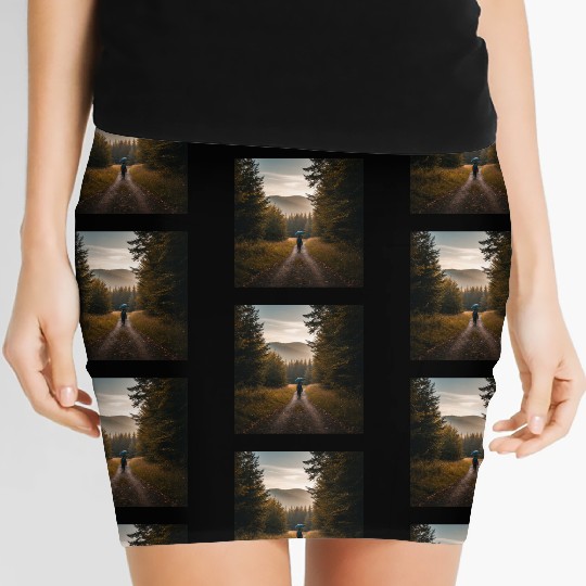 Serene Autumn Path Women's Mini Skirts
