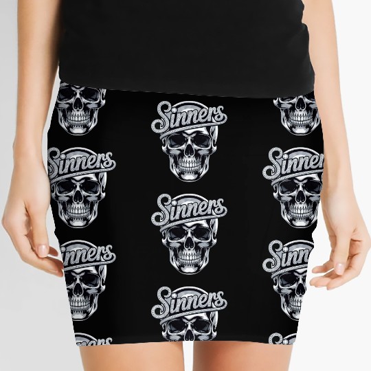 Chrome Skull Sinners Diamond Bling Women's Mini Skirts