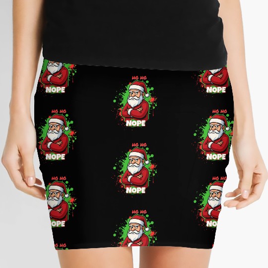 Ho Ho Nope – Grumpy Santa Art Women's Mini Skirts