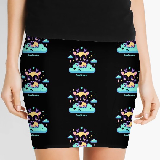 Whimsical Sagittarius Zodiac Deer Women's Mini Skirts