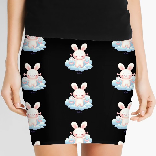 Sweet Bunny Libra Illustration Women's Mini Skirts