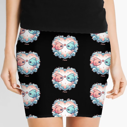 Celestial Pisces Love Heart Illustration Women's Mini Skirts