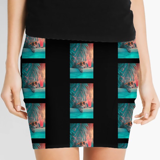 Cool Cat by the Pool Women's Mini Skirts
