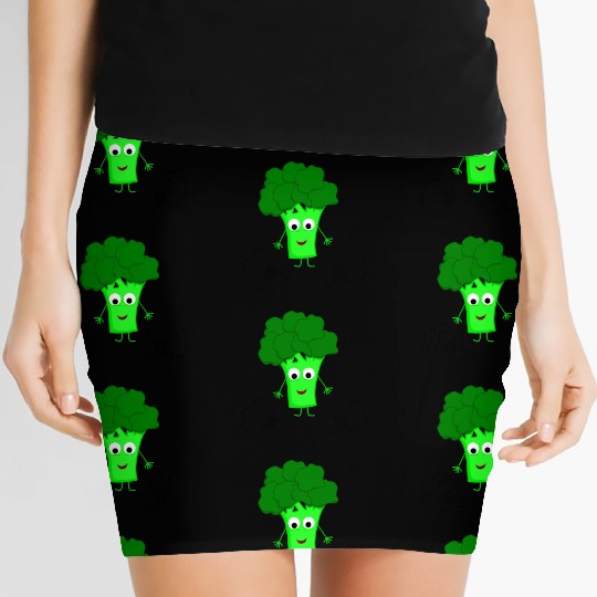 Whimsical Broccoli Character Design Women's Mini Skirts