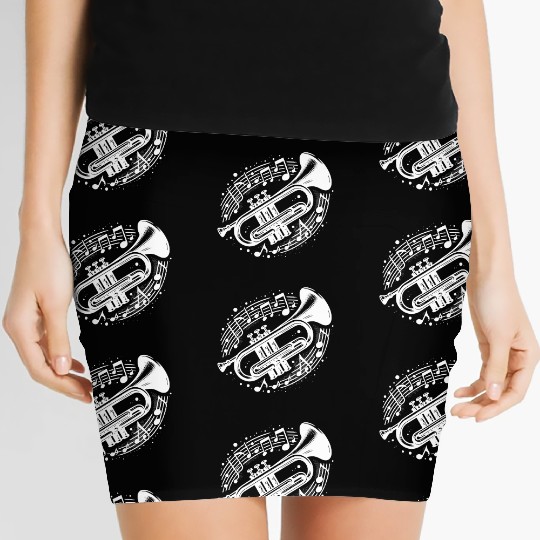 Trumpet Meets Musical Note Loud, Wild, Beautiful Women's Mini Skirts