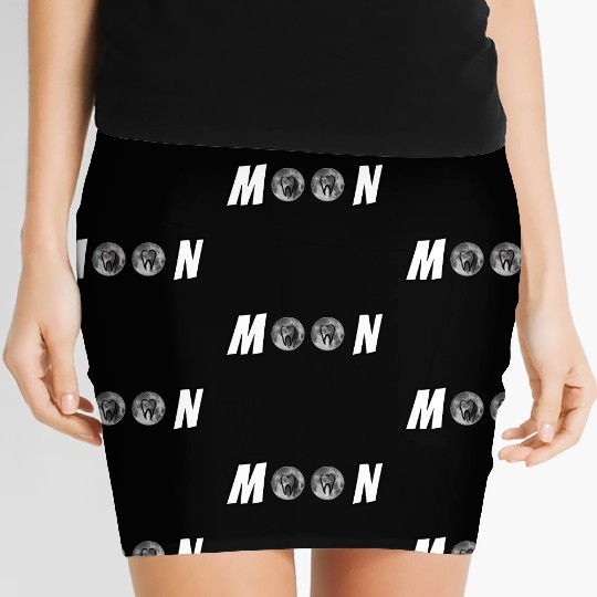 Tooth and Moon Lunar Dental Design Women's Mini Skirts