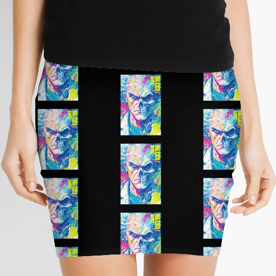 Half Human Half Skull Pop Art Women's Mini Skirts
