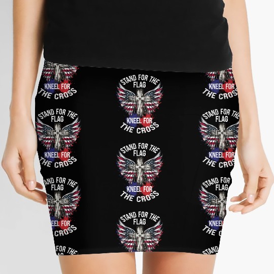 Wings Cross and Flag Patriotic Art Women's Mini Skirts