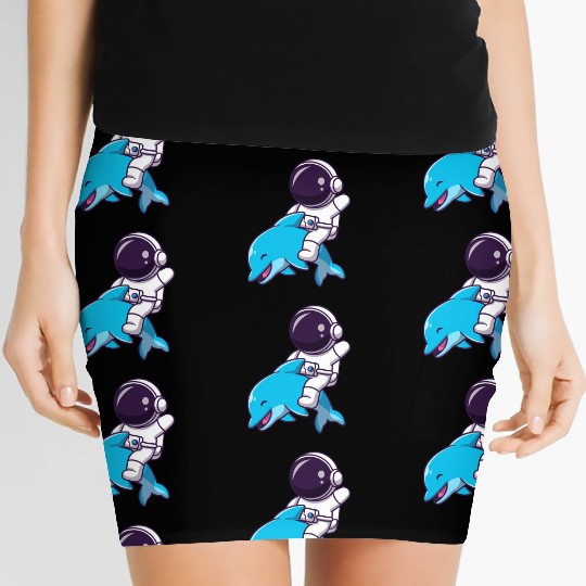 Space Explorer with Dolphin Companion Women's Mini Skirts