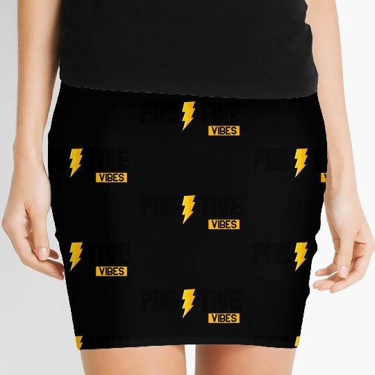 Positive Vibes Only – Motivational Lightning Bolt  Women's Mini Skirts