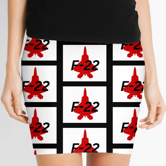 F-22 Stealth Fighter Silhouette Design Women's Mini Skirts