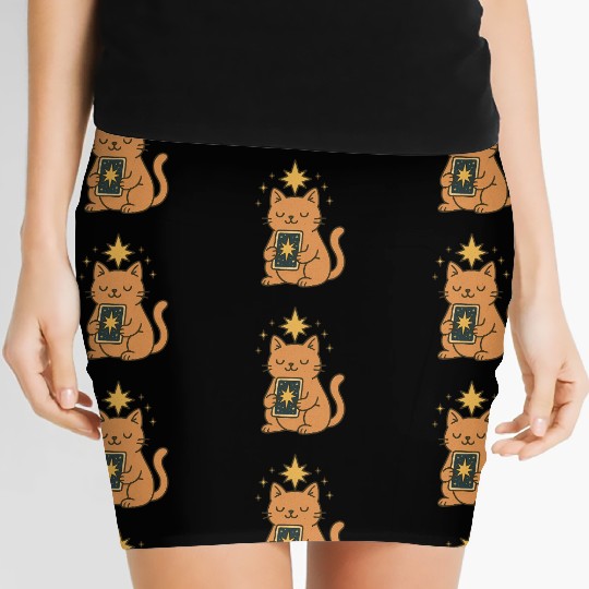 Celestial Cat Tarot Design Women's Mini Skirts