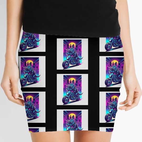 Futuristic Rhinoceros Cyber Ride Women's Mini Skirts