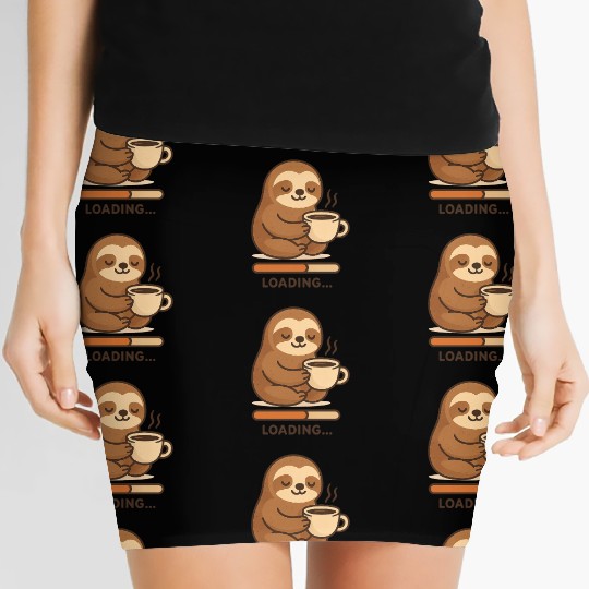 Charming Sloth with Coffee Women's Mini Skirts