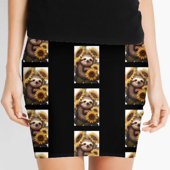 Sunflower Sloth Embrace Women's Mini Skirts Design