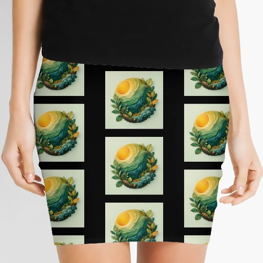 Layered Nature Abstract Design Women's Mini Skirts