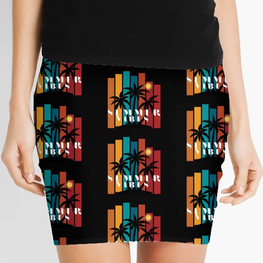 Tropical Sunset Summer Vibes Design Women's Mini Skirts
