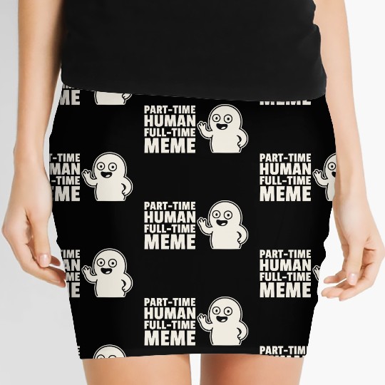 Meme Graphic with Cartoon Character Women's Mini Skirts