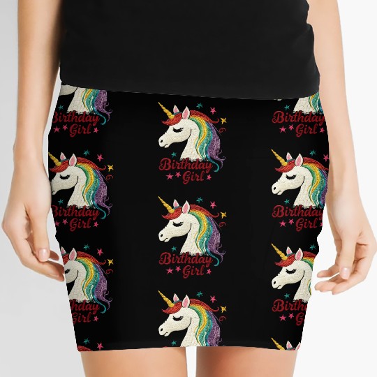 Colorful Unicorn Birthday Girl Women's Mini Skirts