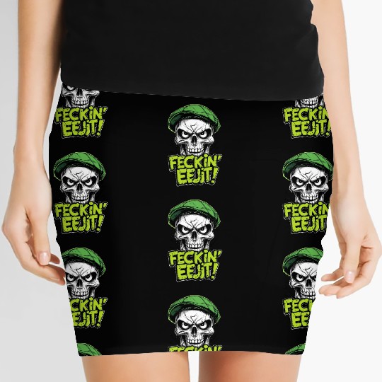 Angry Skull Feckin Eejit Irish Slang Funny Joke Women's Mini Skirts