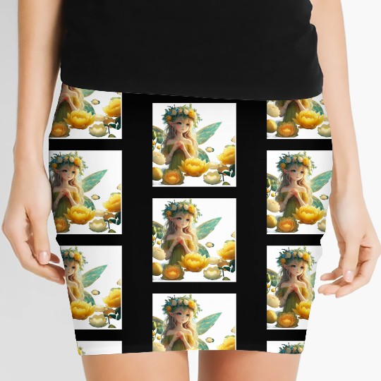 Enchanted Floral Elf Illustration Women's Mini Skirts