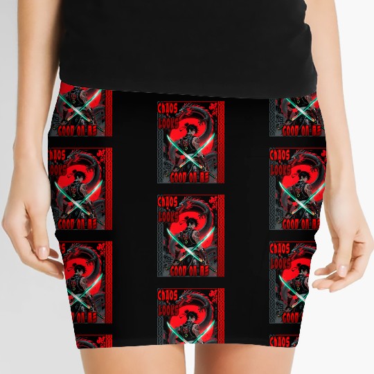 Cyberpunk Samurai with Dragon Women's Mini Skirts