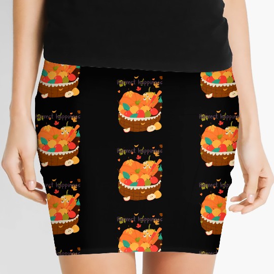 Harvest Happiness Fall Produce Illustration Women's Mini Skirts