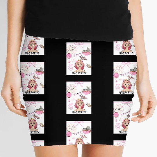 Cherry Blossom Girl with Japanese Elements Women's Mini Skirts