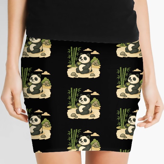 Serene Panda in Bamboo Garden Women's Mini Skirts