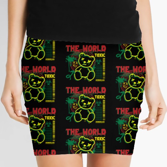 Toxic World Kawaii Bear Artwear Women's Mini Skirts