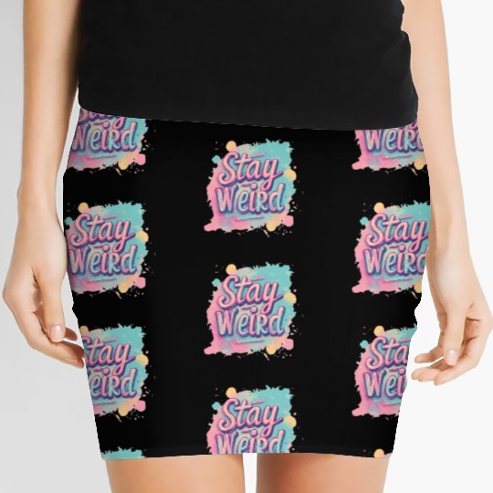 Stay Weird Neon Graphic Design Women's Mini Skirts