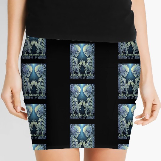 Celestial Skeleton Toasting Champagne Women's Mini Skirts