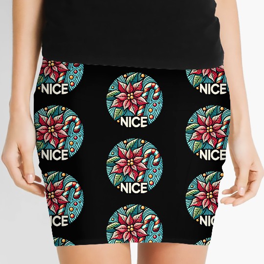 Festive Poinsettia Holiday Patch Women's Mini Skirts