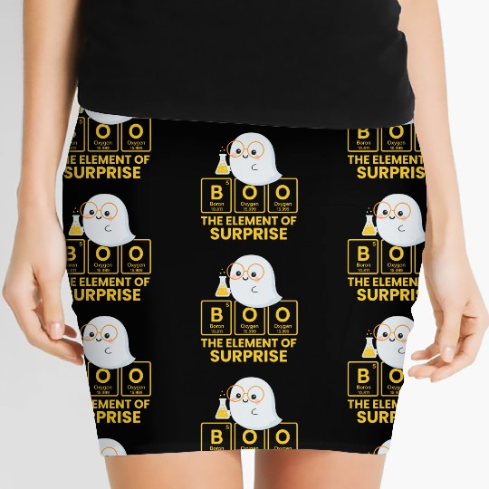 Funny Cute Chemistry Ghost with Periodic Table Women's Mini Skirts