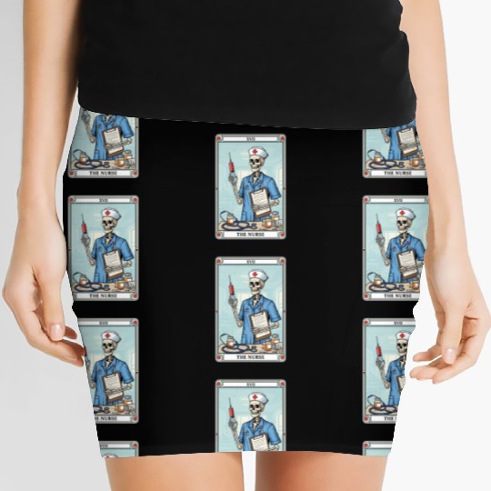 Skeleton Nurse Tarot Card Halloween Women's Mini Skirts