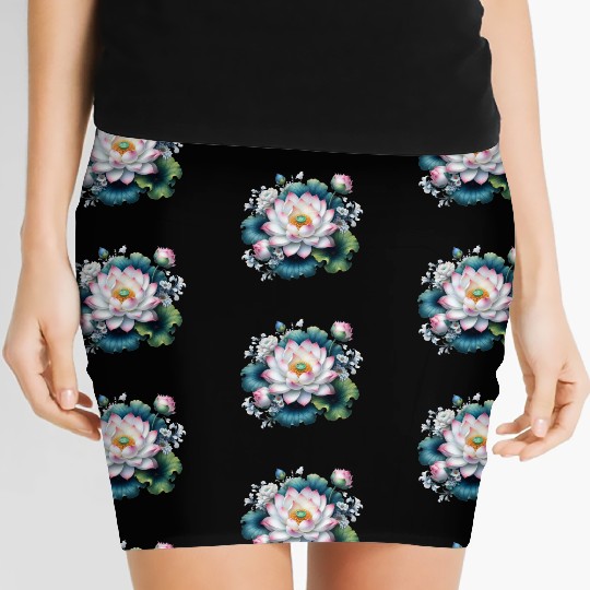 Lotus and Flowers Blossom Women's Mini Skirts